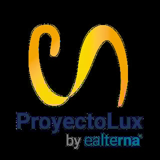 ProyectoLux by ealterna logo with yellow curved design and dark blue text